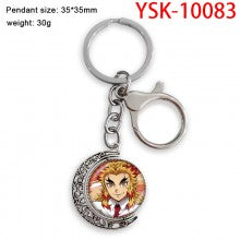 Demon Slayer Two-sided Rotatable Round Crystal Key Chain Ring