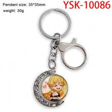 Demon Slayer Two-sided Rotatable Round Crystal Key Chain Ring