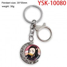 Demon Slayer Two-sided Rotatable Round Crystal Key Chain Ring