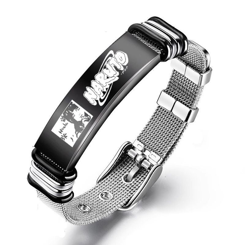 Naruto Stainless Steel Bracelet – Anime Konoha / Akatsuki Symbol Adjustable Chain