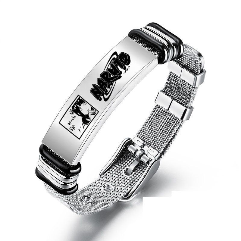 Naruto Stainless Steel Bracelet – Anime Konoha / Akatsuki Symbol Adjustable Chain