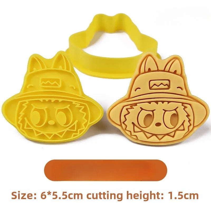 LABUBU Cookie Cutter Anime 3D Pressable Biscuit Mold Confectionery Cookie Stamp Baking Pastry Kitchen Bakeware Tools Cake Decor