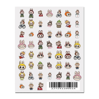 Cute L-Labubu Stickers 1PCS New 3D Adhesive Nail Art Sticker Cartoon Nail Art Decal Sticker Nail Parts Manicure