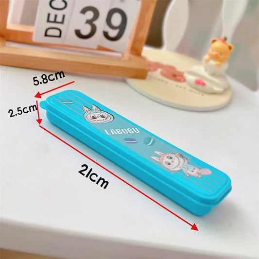 Labubu Spoon and Fork Portable Cutlery Set of 2 430 Stainless Steel Fork and Spoon Set Organizer Kawaii Children's Day Gift