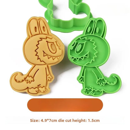 LABUBU Cookie Cutter Anime 3D Pressable Biscuit Mold Confectionery Cookie Stamp Baking Pastry Kitchen Bakeware Tools Cake Decor