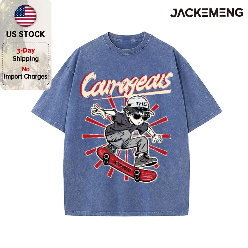 Oversized Vintage Retro Skate Anime Streetwear Print Tshirt USA Stock Y2K Casual Tee