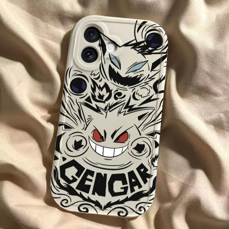 Trendy Cute Cartoon Anime Gengar Soft Silicone Phone Case for iPhone 16 17 Pro Max Shell Colorful Comfortable Mobile Phone Shell
