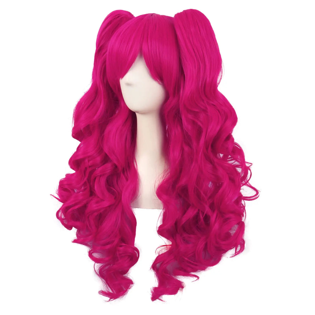 Lolita Wig 70cm Long Pink Curly Heat-Resistant Synthetic Cosplay Ponytail Wig
