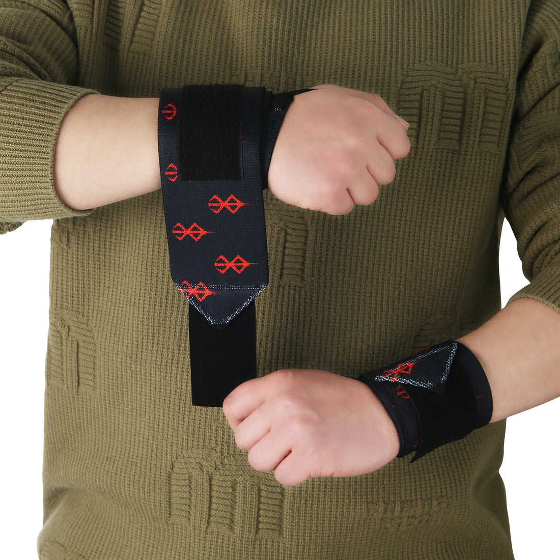 OEM Anime Berserk Weight Lifting Wrist Support Straps Anime Wrist Bands Weight Lifting Wrist Wraps with Thumb Loop