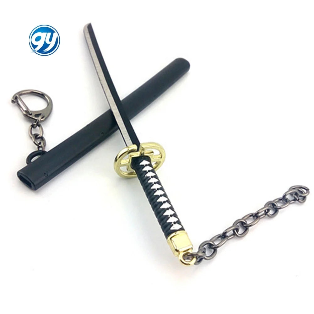 17cm Japanese Anime Kurosaki Ichigo Metal Weapon Pendant Keychain Bleach Sword Key Chain