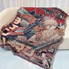Custom Anime Jacquard Woven Throw With Tassel Recycled Cotton Outdoor Picnic Tapestry Blanket