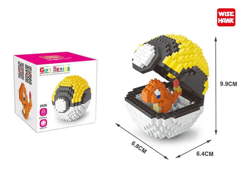 New Plastic Mini Block Micro Building Brick Anime Poke Pet Ball Construction and Model Toy for Kids Age 5 to 7 Years