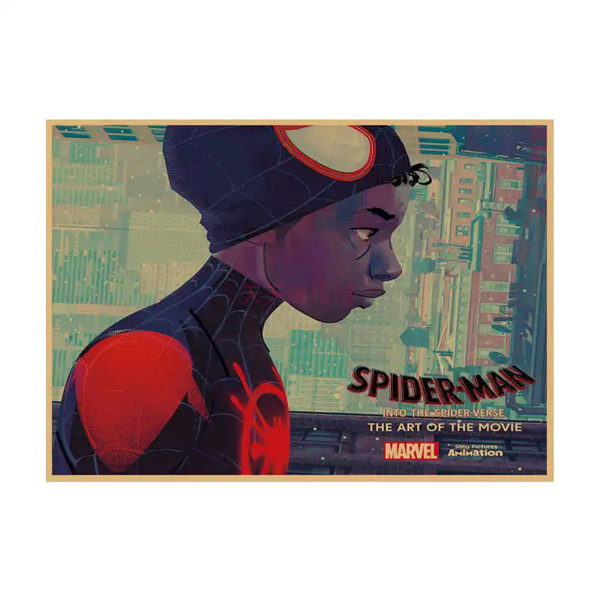 Spider-Man Poster Superhero Dormitory Internet Cafe Retro Kraft Paper Decorative Wall Painting Custom Printing Anime Posters