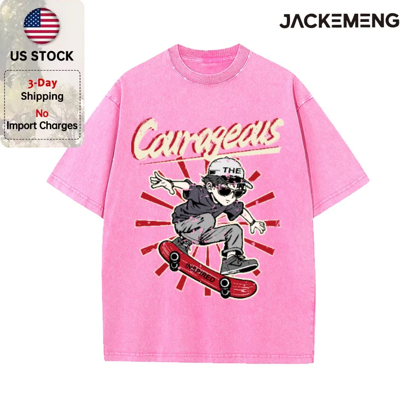 Oversized Vintage Retro Skate Anime Streetwear Print Tshirt USA Stock Y2K Casual Tee