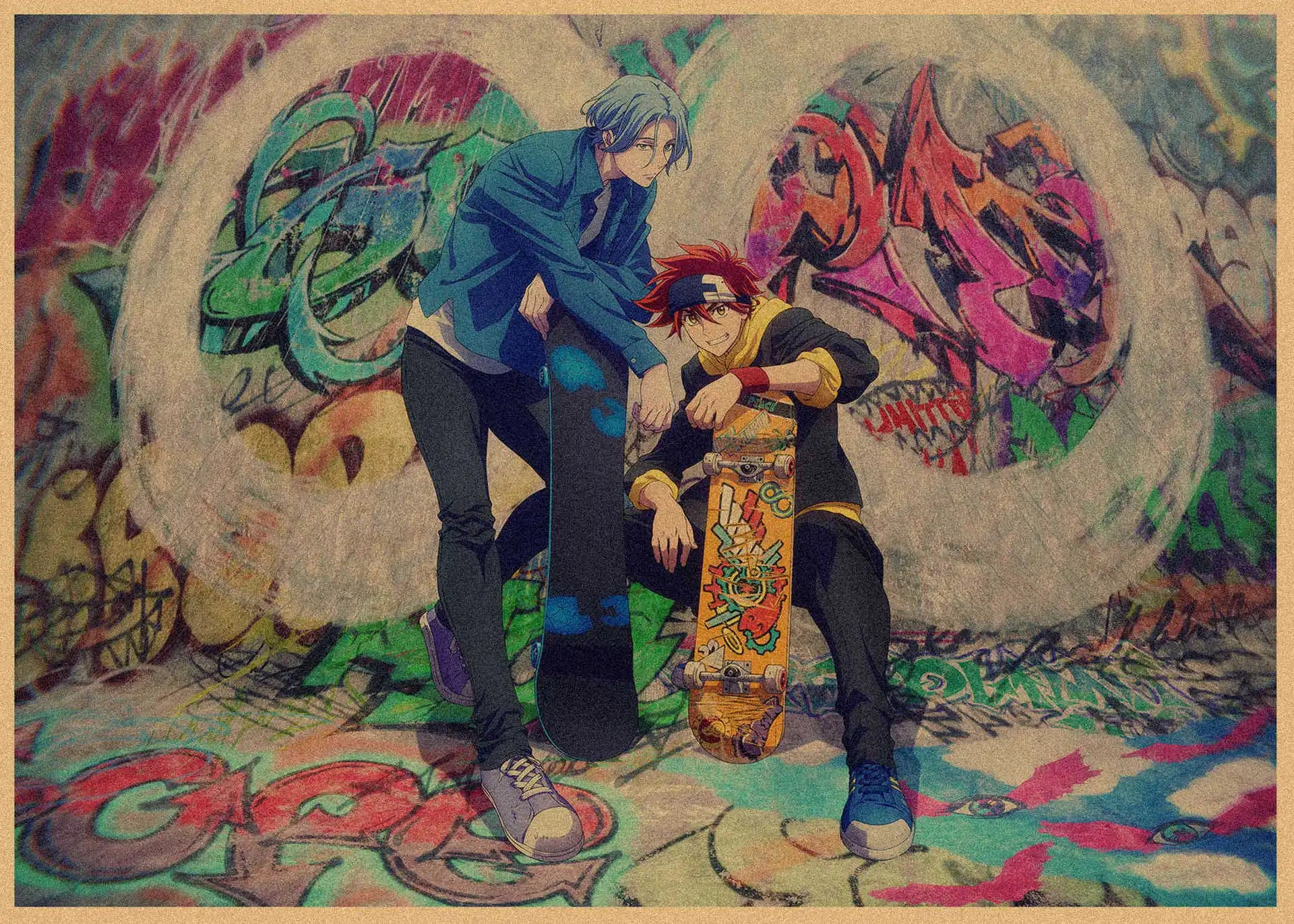 Japanese Sports Infinity Skateboard Kraft Paper Anime Poster Retro Decorative Wall Painting Mural 359