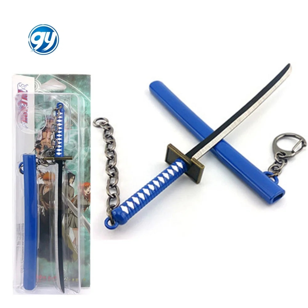 17cm Japanese Anime Kurosaki Ichigo Metal Weapon Pendant Keychain Bleach Sword Key Chain