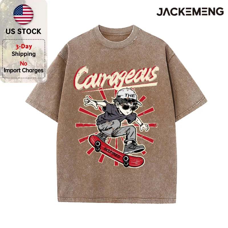 Oversized Vintage Retro Skate Anime Streetwear Print Tshirt USA Stock Y2K Casual Tee