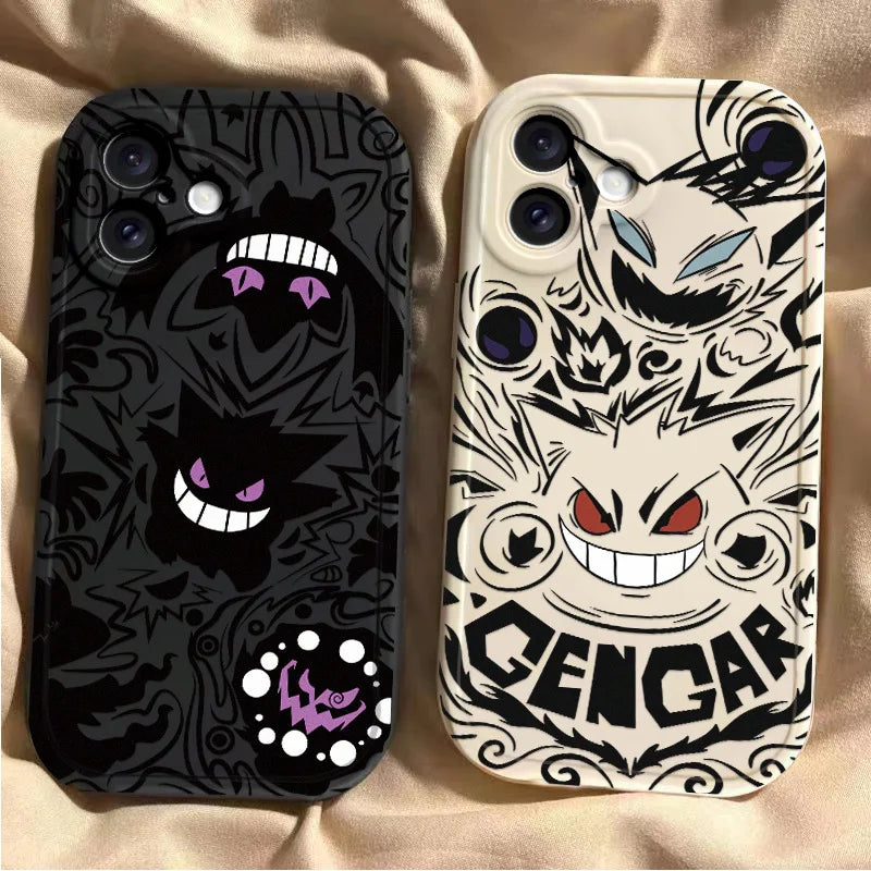 Trendy Cute Cartoon Anime Gengar Soft Silicone Phone Case for iPhone 16 17 Pro Max Shell Colorful Comfortable Mobile Phone Shell