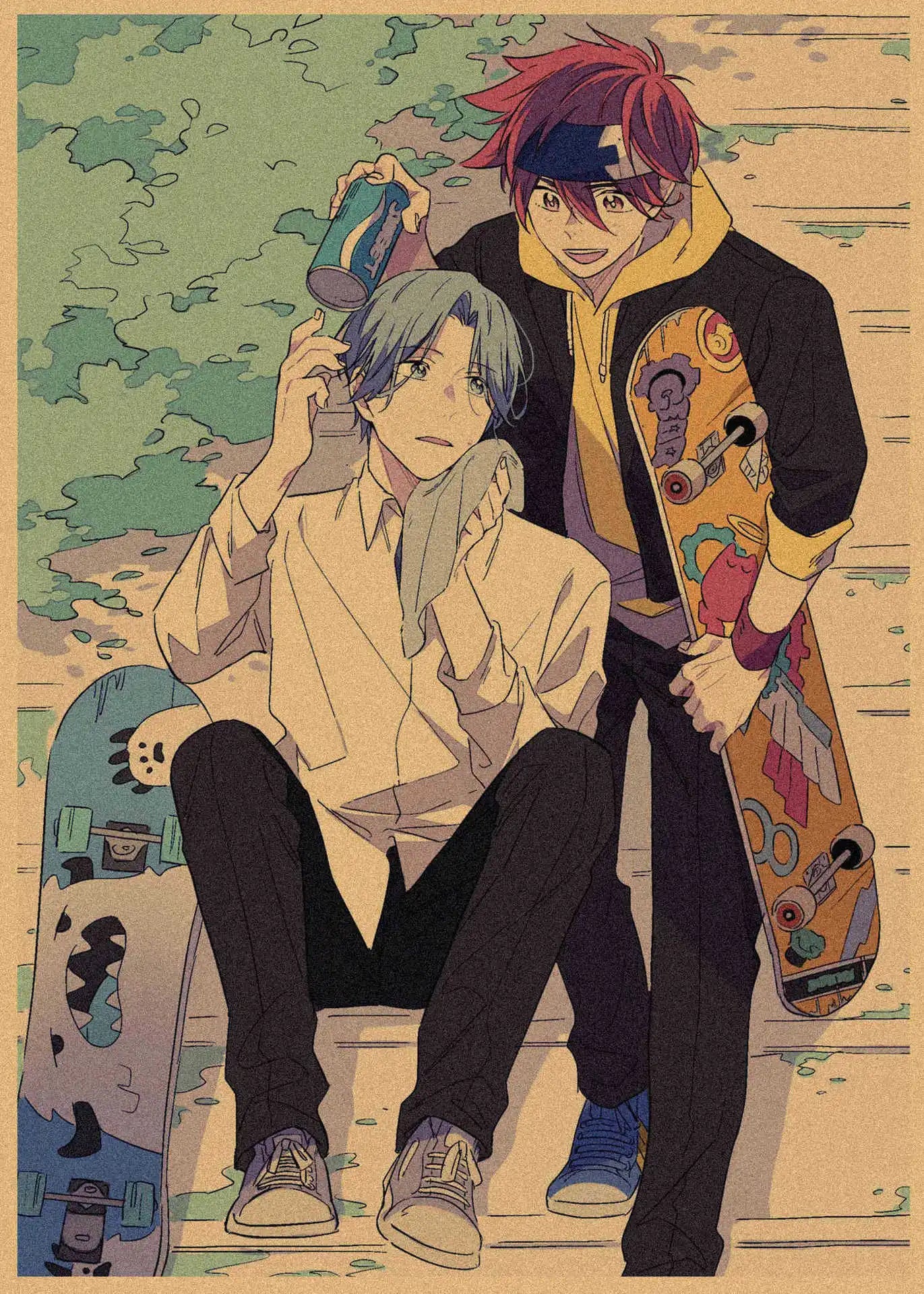 Japanese Sports Infinity Skateboard Kraft Paper Anime Poster Retro Decorative Wall Painting Mural 359