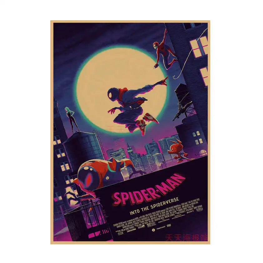 Spider-Man Poster Superhero Dormitory Internet Cafe Retro Kraft Paper Decorative Wall Painting Custom Printing Anime Posters