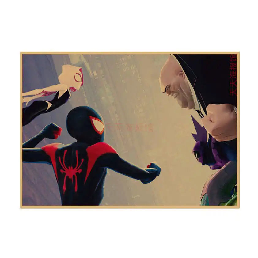 Spider-Man Poster Superhero Dormitory Internet Cafe Retro Kraft Paper Decorative Wall Painting Custom Printing Anime Posters