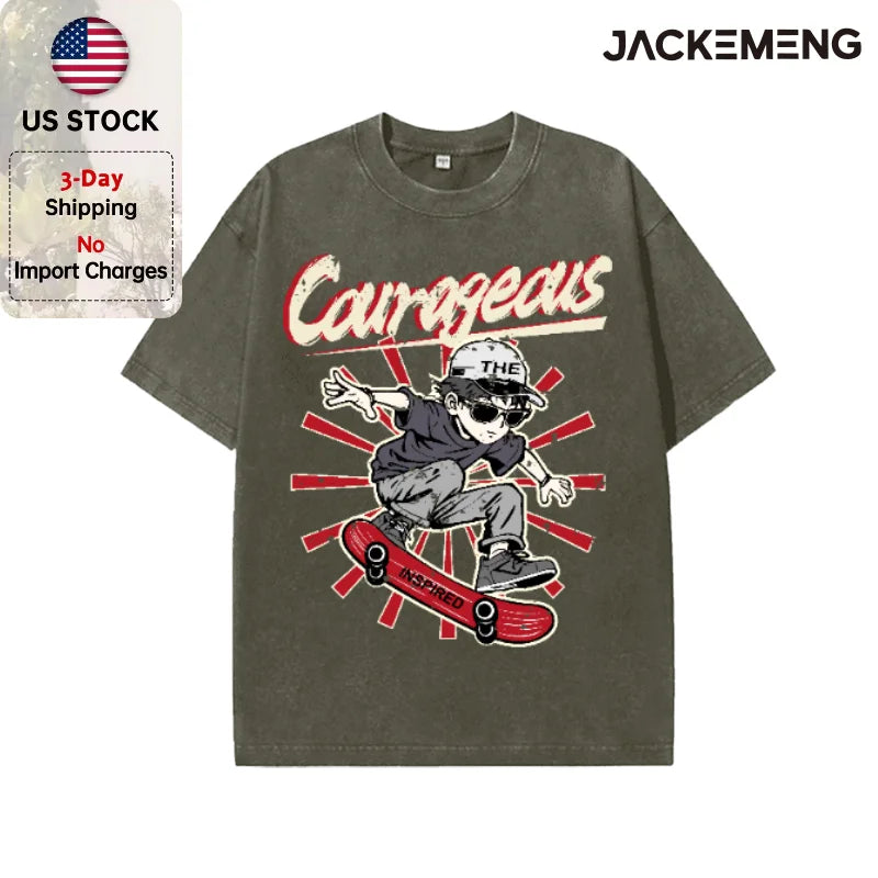 Oversized Vintage Retro Skate Anime Streetwear Print Tshirt USA Stock Y2K Casual Tee