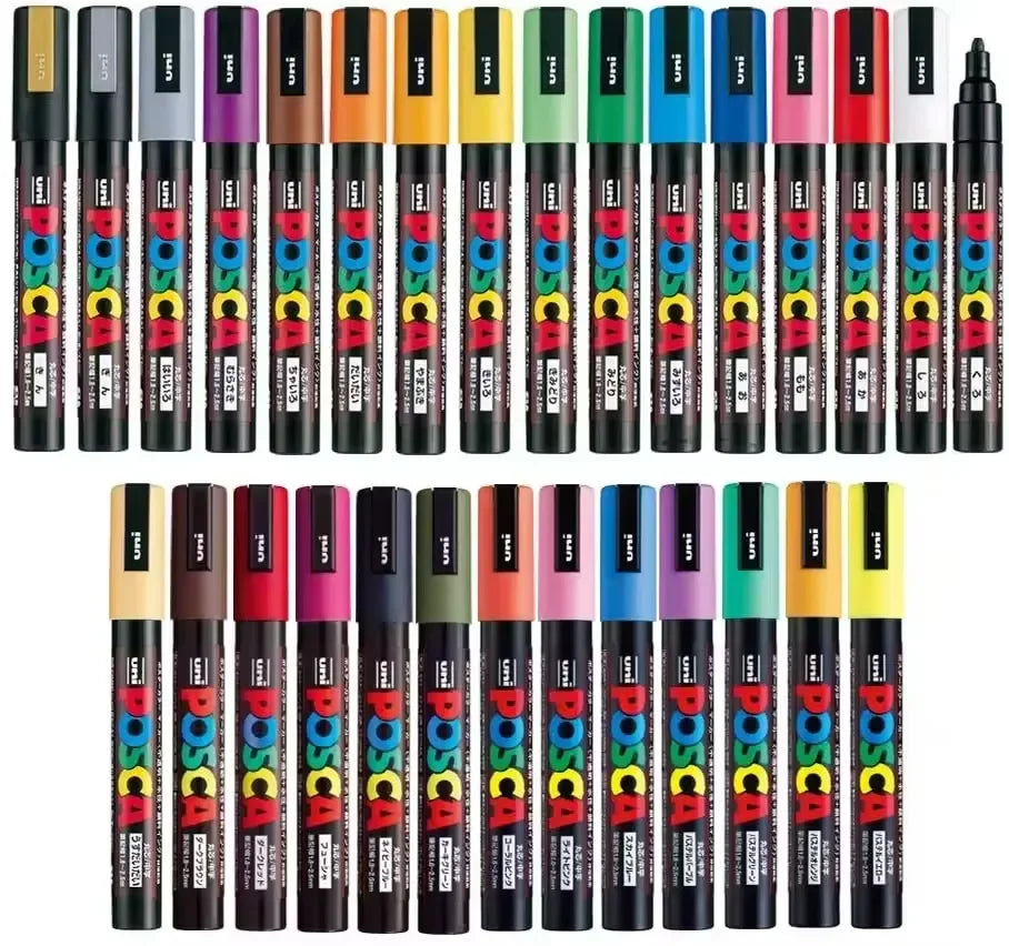 UNI POSCA Marker Pen 1M 3M 5M Full Range Bundle Set  Art Supplies Office Student Painting Anime Hand-Painted Stationery Graffiti
