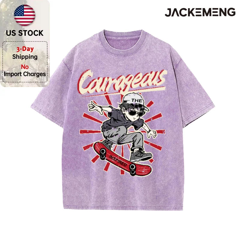 Oversized Vintage Retro Skate Anime Streetwear Print Tshirt USA Stock Y2K Casual Tee
