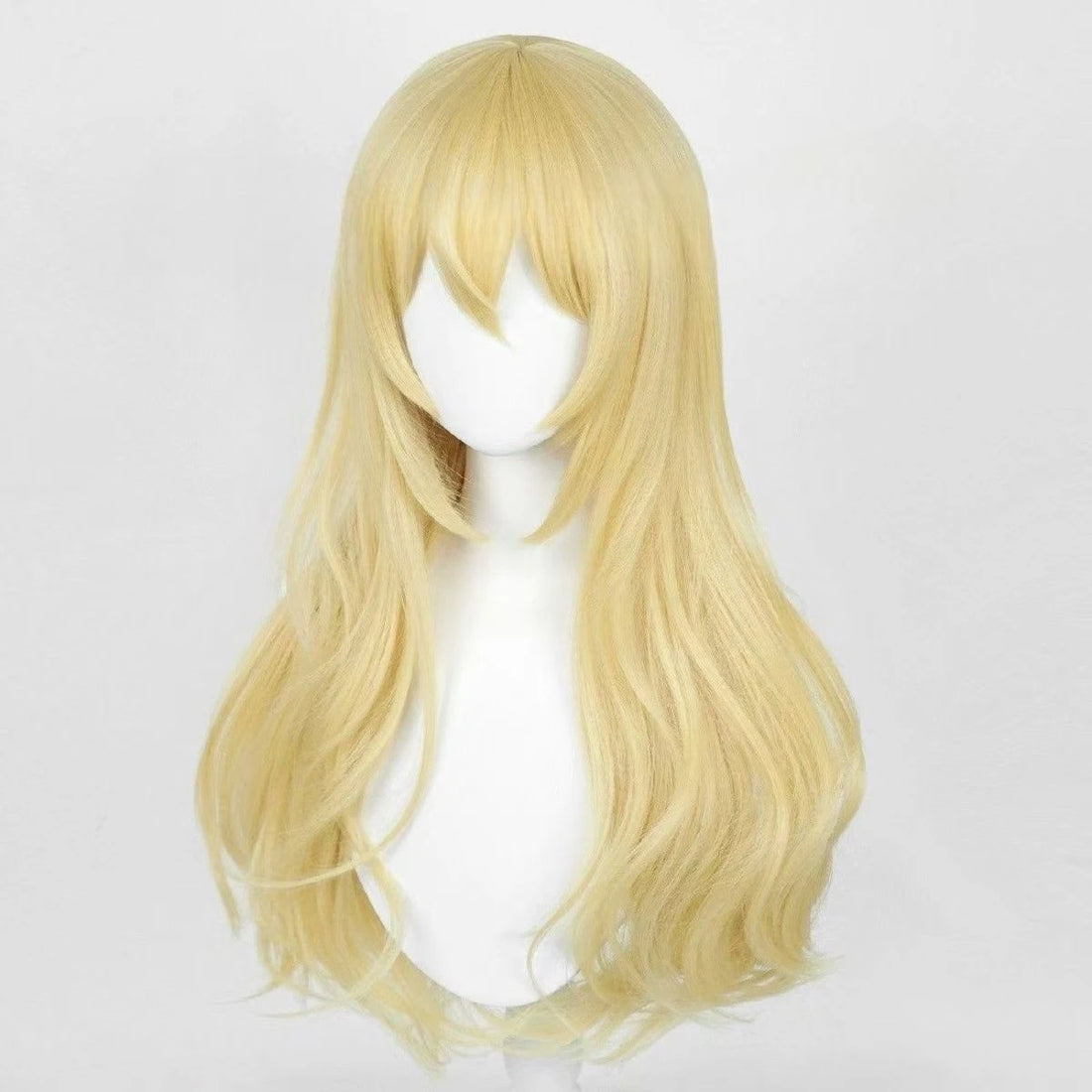 Golden Hair Long Body Wave Heat Resistant Synthetic Wig Anime Cosplay Easy Swiss Lace