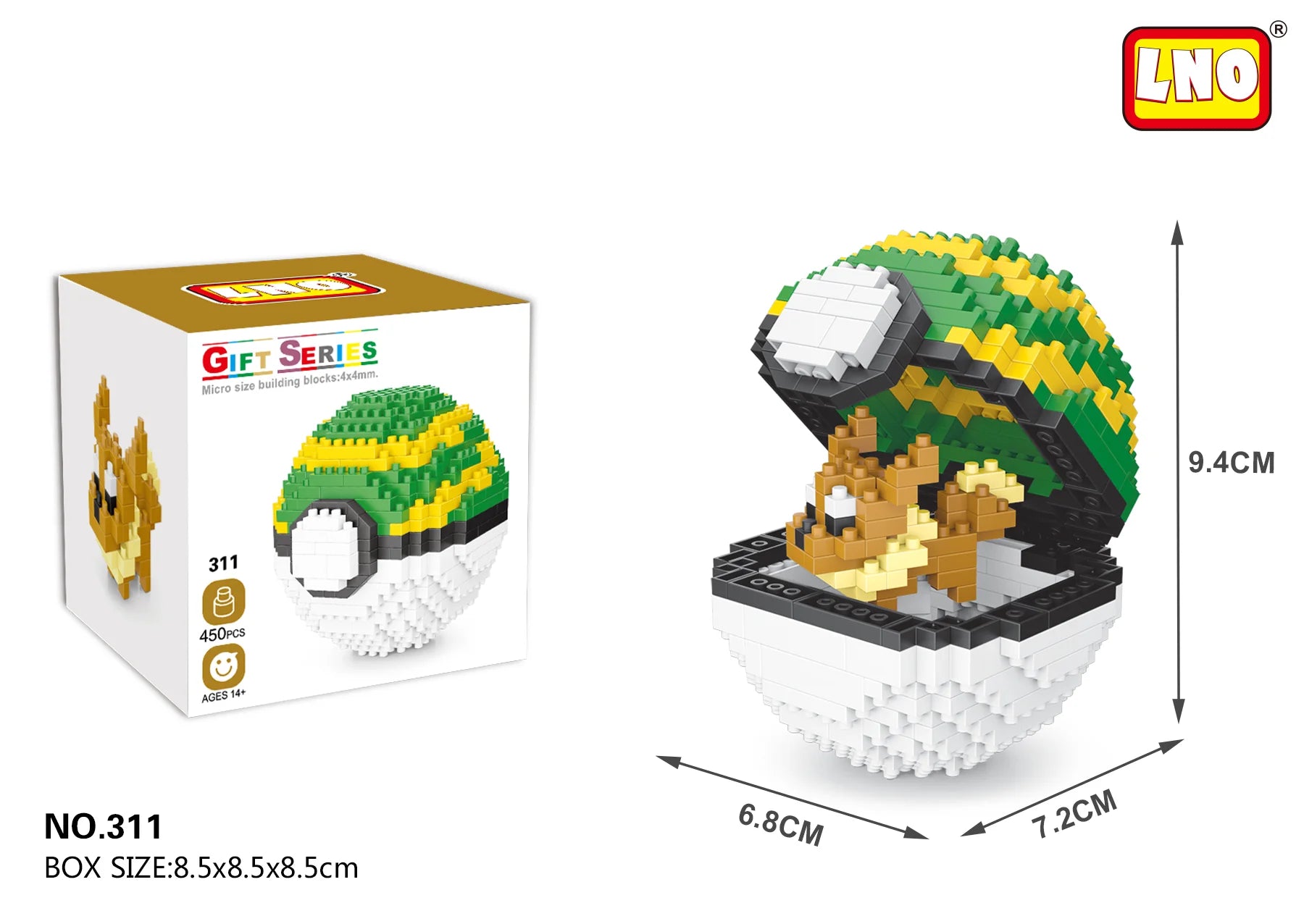 New Plastic Mini Block Micro Building Brick Anime Poke Pet Ball Construction and Model Toy for Kids Age 5 to 7 Years