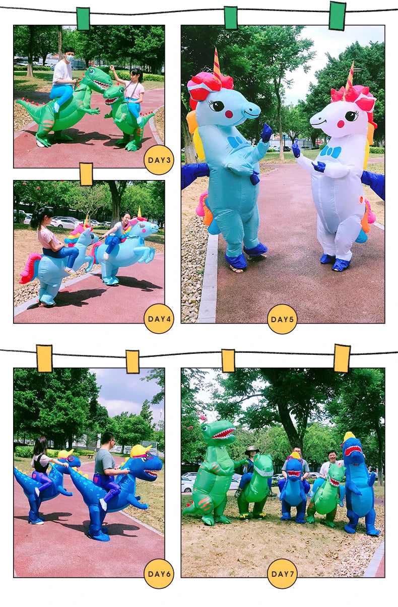 High Quality Children's Dinosaur Costume Set Anime Role Play Inflatable Suit Air Filling Custom Logo Printed All Party Supplies