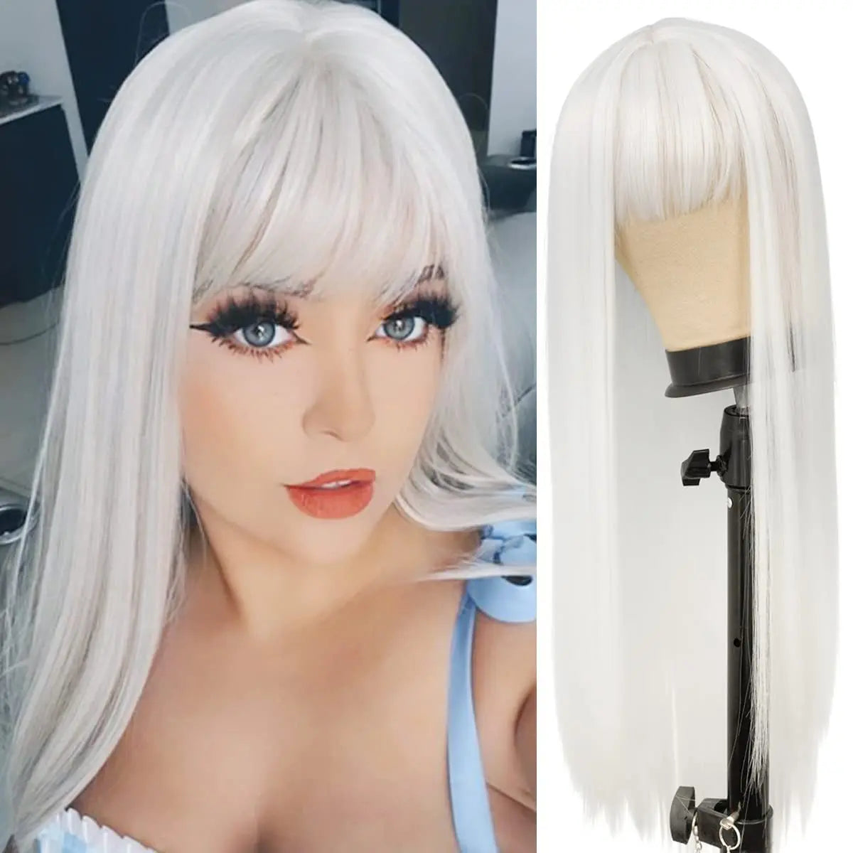 28inch Cosplay Wigs Multi Colors Straight Synthetic Wig Cosplay Heat Resistant  Anime Cosplay Wigs for Halloween Party