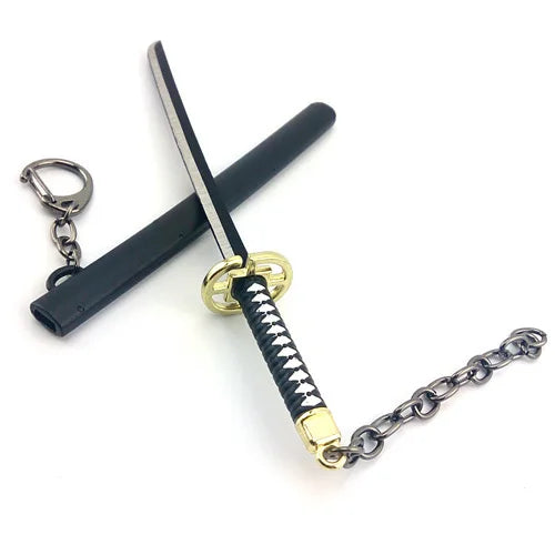17cm Japanese Anime Kurosaki Ichigo Metal Weapon Pendant Keychain Bleach Sword Key Chain