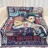 Custom Anime Jacquard Woven Throw With Tassel Recycled Cotton Outdoor Picnic Tapestry Blanket