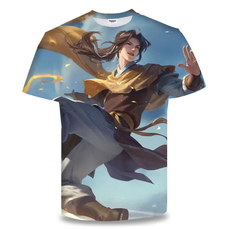 Evertop Custom Logo 3D Digital Printed Breathable Polyester Anime T-shirt for Men Women and Kids Short Sleeve O-Neck