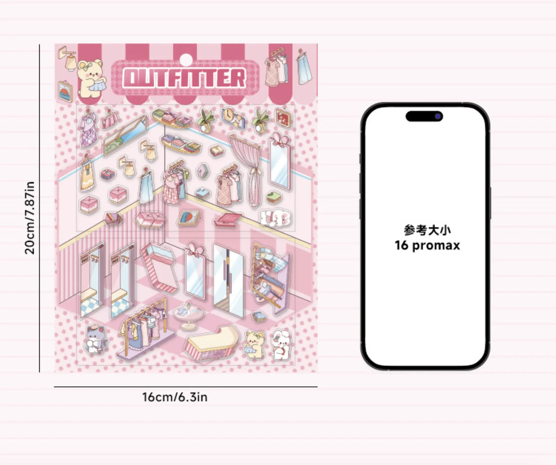 3 Per Pack Cute Fairy Tale Scenic Cottage Anime 3D Paper Stickers with Die Cut Glossy Finish-Miniature Three-dimensional Scenes