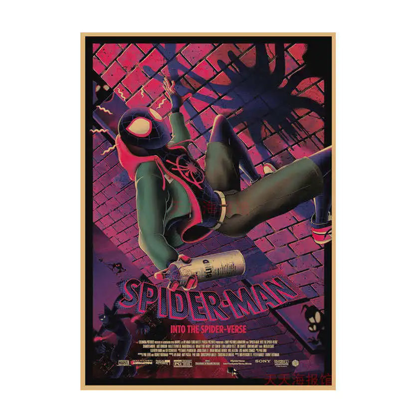 Spider-Man Poster Superhero Dormitory Internet Cafe Retro Kraft Paper Decorative Wall Painting Custom Printing Anime Posters