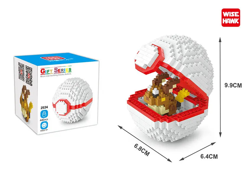 New Plastic Mini Block Micro Building Brick Anime Poke Pet Ball Construction and Model Toy for Kids Age 5 to 7 Years