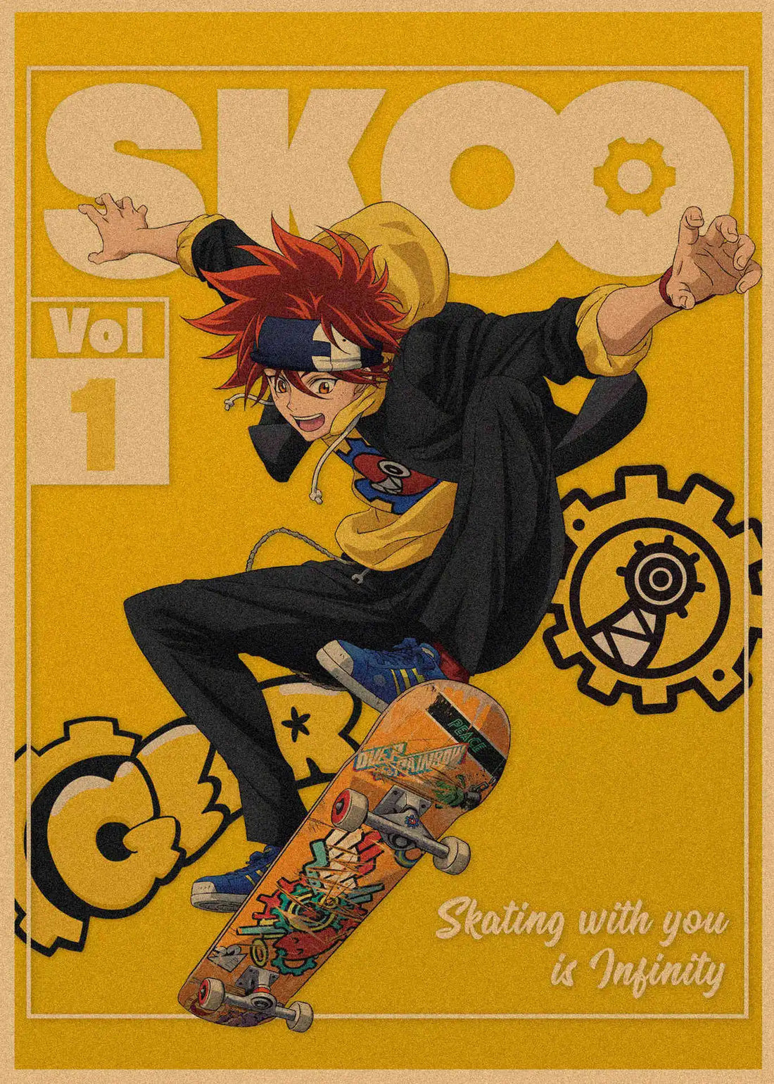 Japanese Sports Infinity Skateboard Kraft Paper Anime Poster Retro Decorative Wall Painting Mural 359