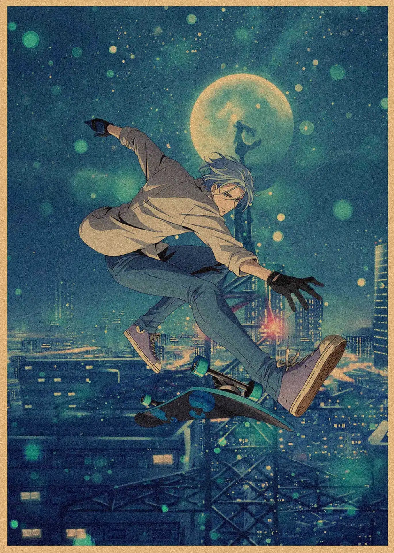Japanese Sports Infinity Skateboard Kraft Paper Anime Poster Retro Decorative Wall Painting Mural 359