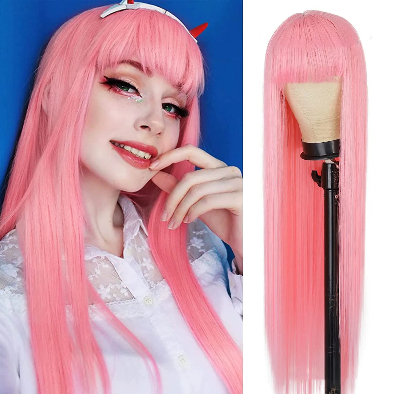 28inch Cosplay Wigs Multi Colors Straight Synthetic Wig Cosplay Heat Resistant  Anime Cosplay Wigs for Halloween Party