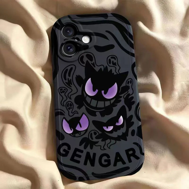 Trendy Cute Cartoon Anime Gengar Soft Silicone Phone Case for iPhone 16 17 Pro Max Shell Colorful Comfortable Mobile Phone Shell