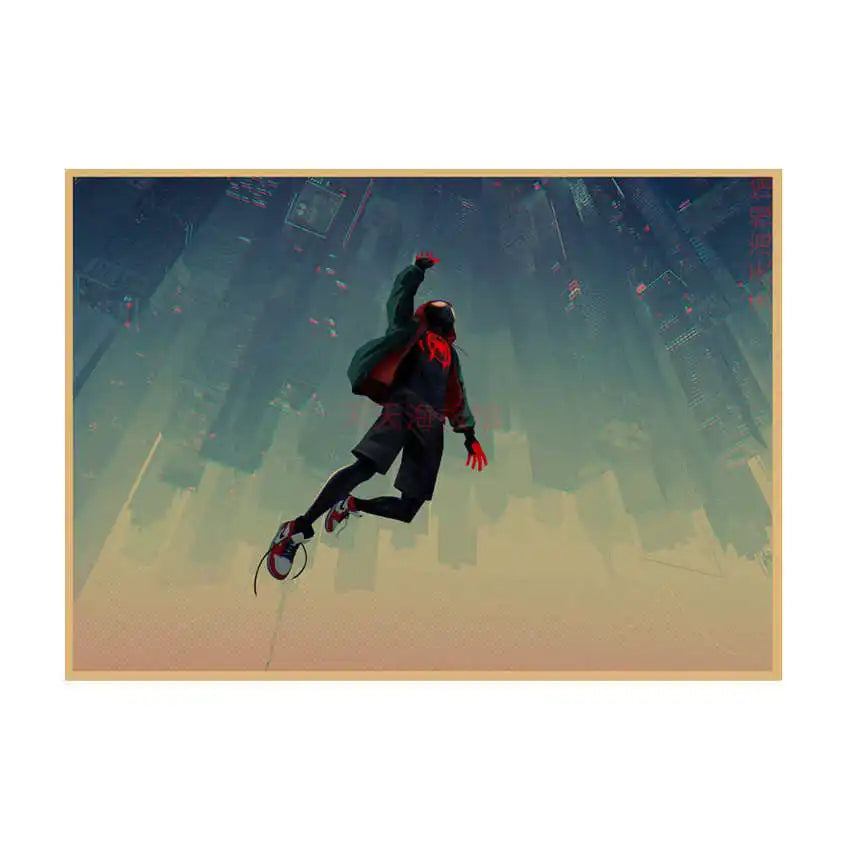 Spider-Man Poster Superhero Dormitory Internet Cafe Retro Kraft Paper Decorative Wall Painting Custom Printing Anime Posters