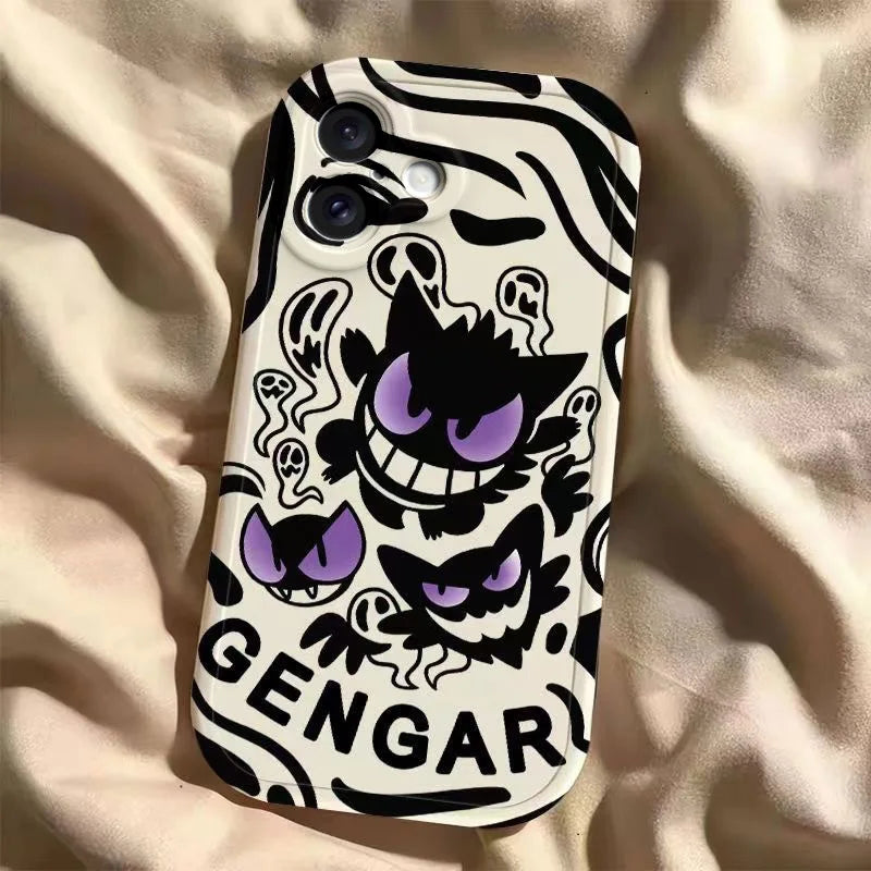 Trendy Cute Cartoon Anime Gengar Soft Silicone Phone Case for iPhone 16 17 Pro Max Shell Colorful Comfortable Mobile Phone Shell