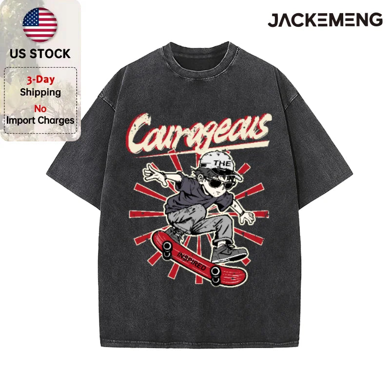 Oversized Vintage Retro Skate Anime Streetwear Print Tshirt USA Stock Y2K Casual Tee