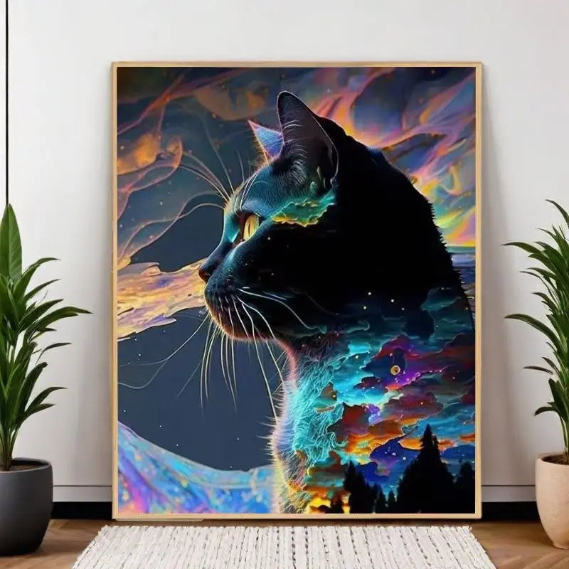 Animal Lovers DIY Cat Cross-Stitch Kit Full Embroidery Anime Cartoon for Bedroom Decor for Embroidery Crafts & Needlework