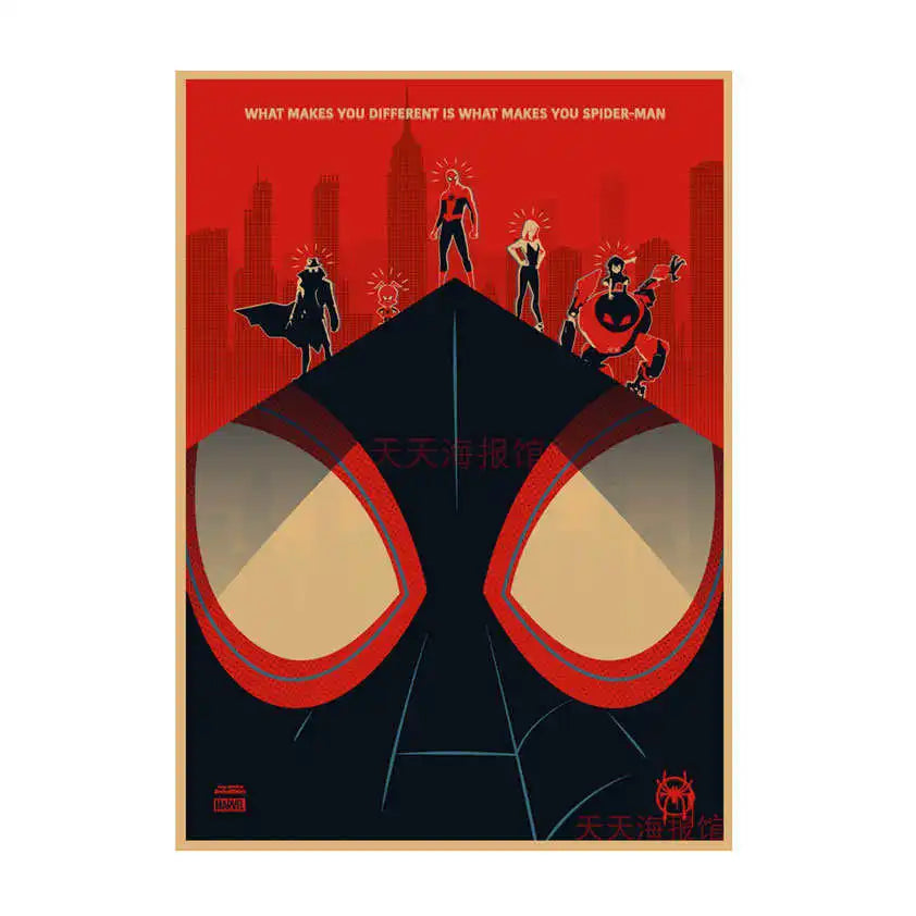 Spider-Man Poster Superhero Dormitory Internet Cafe Retro Kraft Paper Decorative Wall Painting Custom Printing Anime Posters