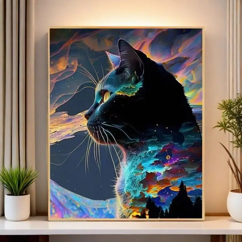Animal Lovers DIY Cat Cross-Stitch Kit Full Embroidery Anime Cartoon for Bedroom Decor for Embroidery Crafts & Needlework