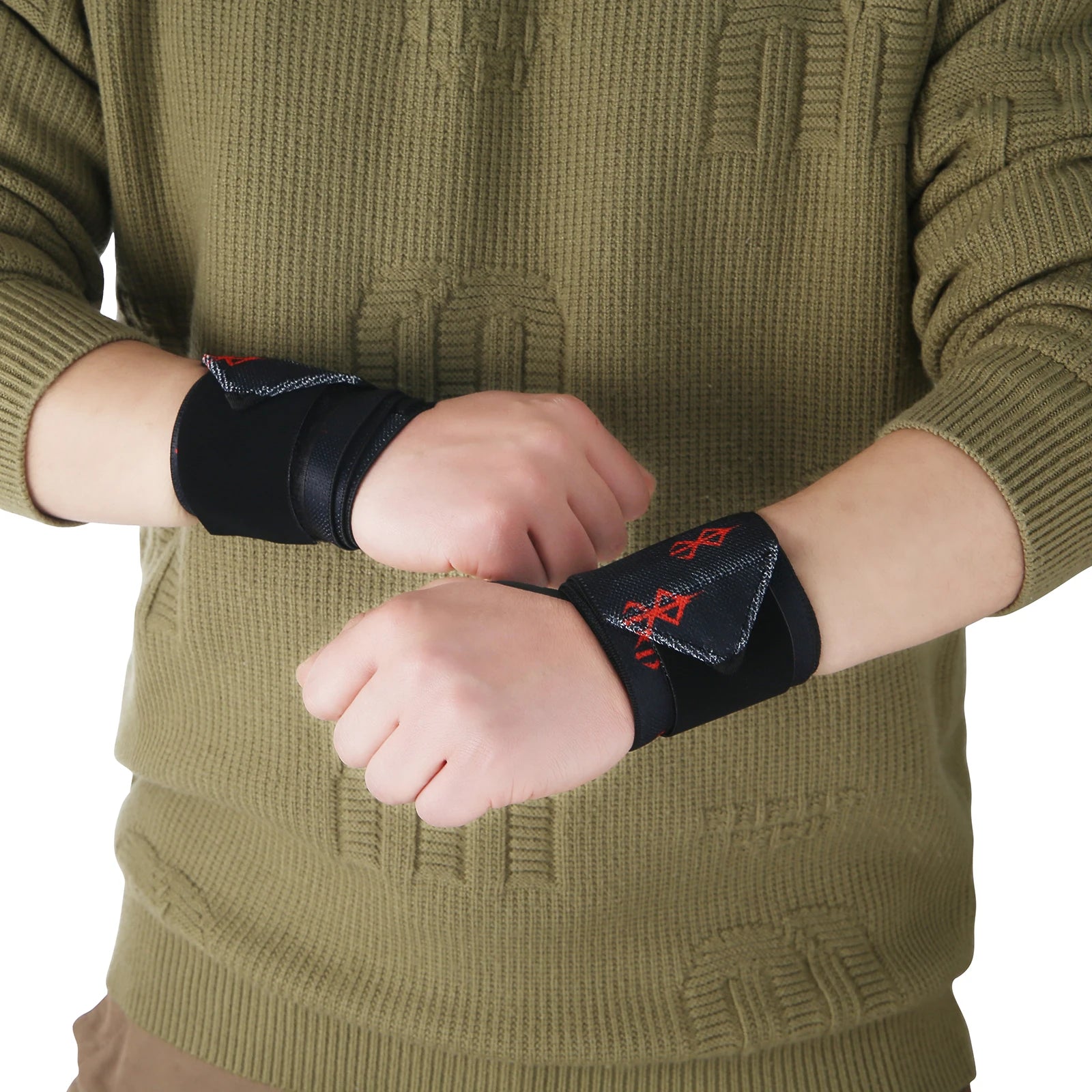 OEM Anime Berserk Weight Lifting Wrist Support Straps Anime Wrist Bands Weight Lifting Wrist Wraps with Thumb Loop