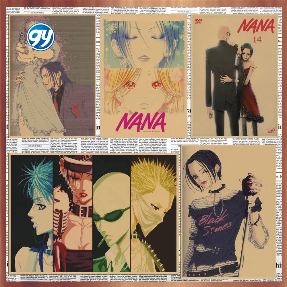 NANA Yasawa Japanese Retro Kraft Paper Anime Poster Bar Cafe Decoration Wall Painting 142